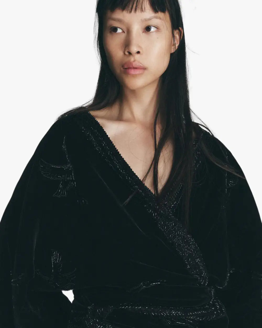 Kimono hiver noir femme matelassé | Kurotsuru