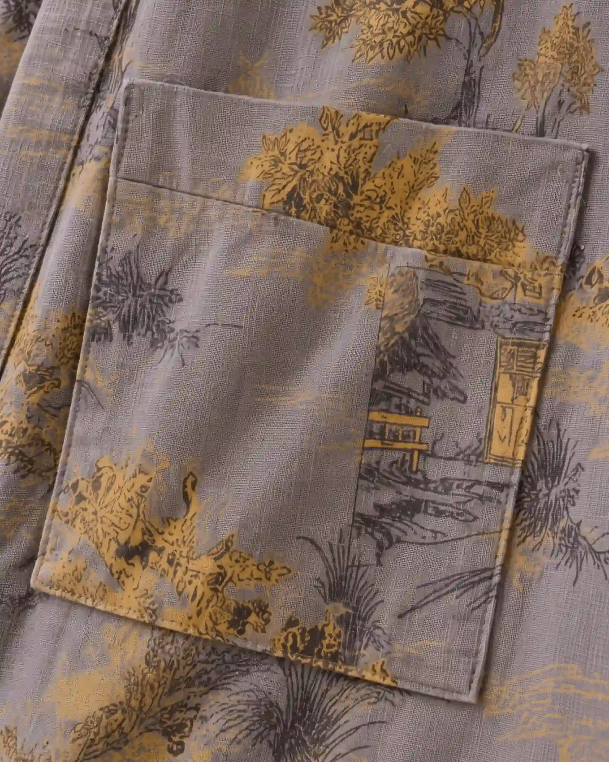 peignoir kimono femme gris coton poche plaquée