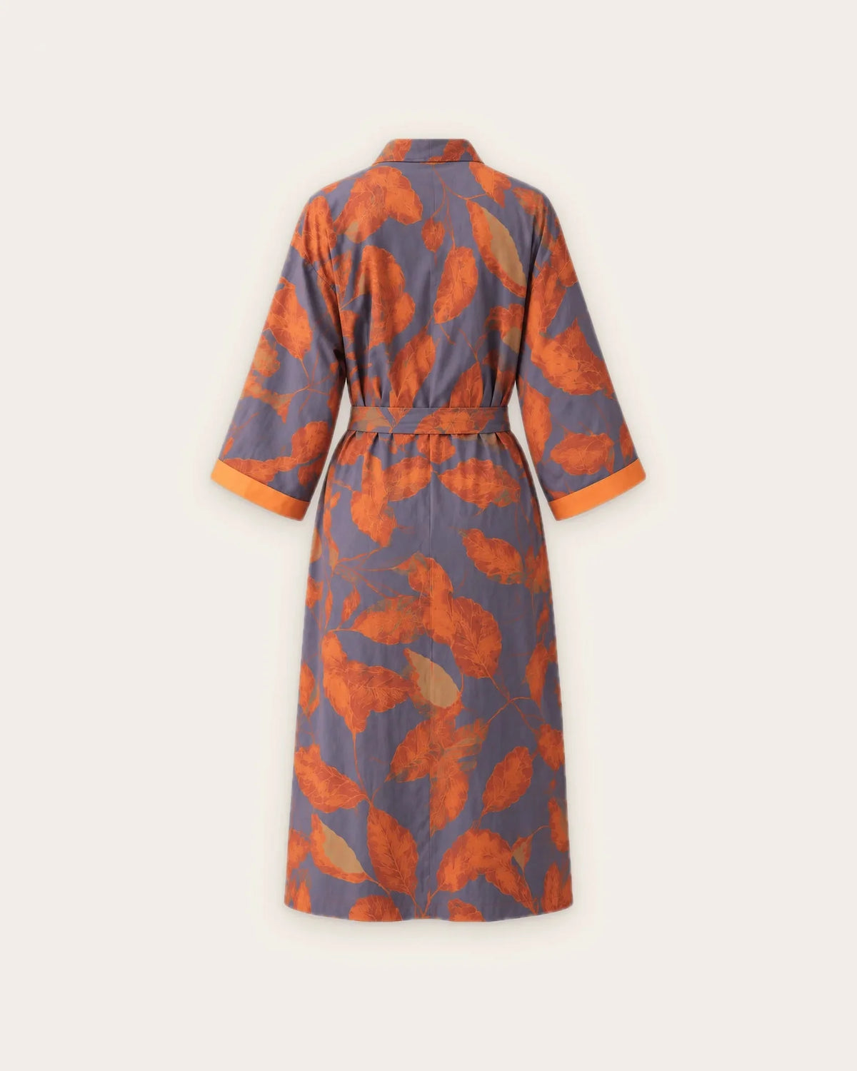peignoir kimono femme coton orange bleu dos