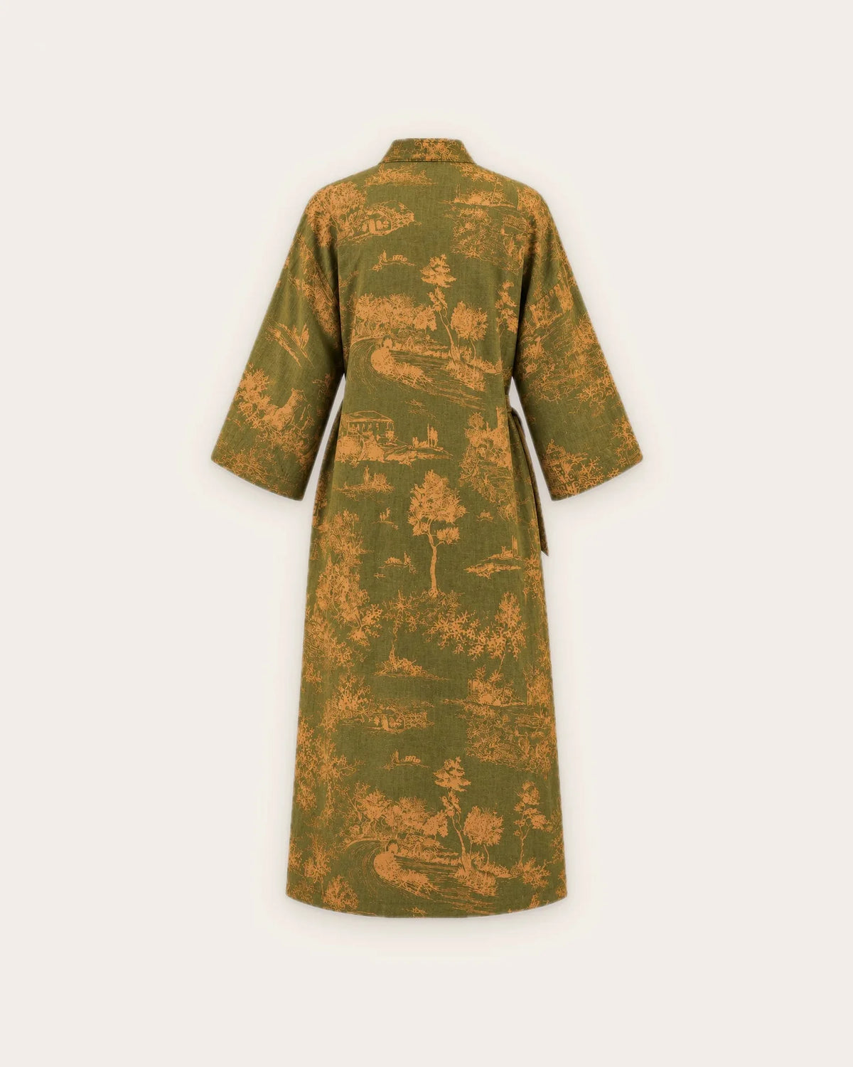 peignoir kimono femme vert coton dos