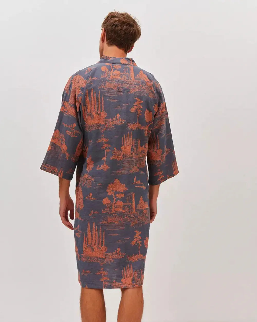 peignoir kimono coton bleu homme Akihiro