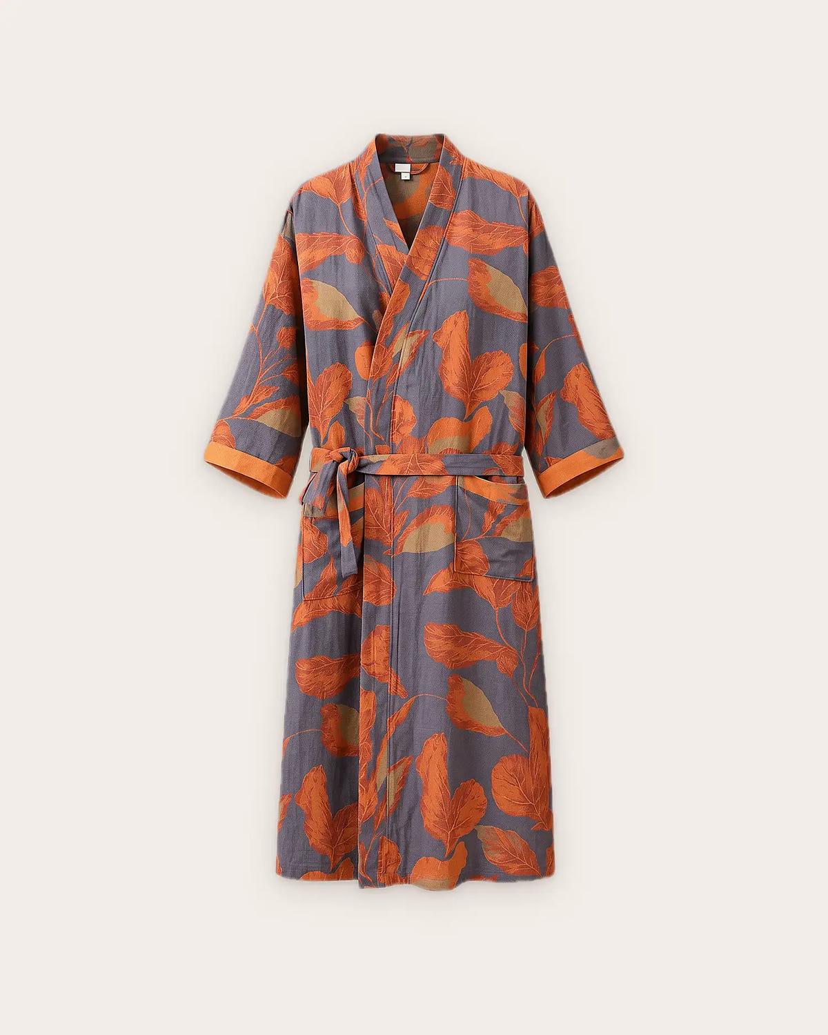 peignoir kimono femme coton orange bleu