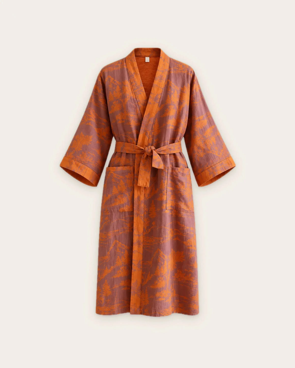 peignoir kimono femme coton orange col V