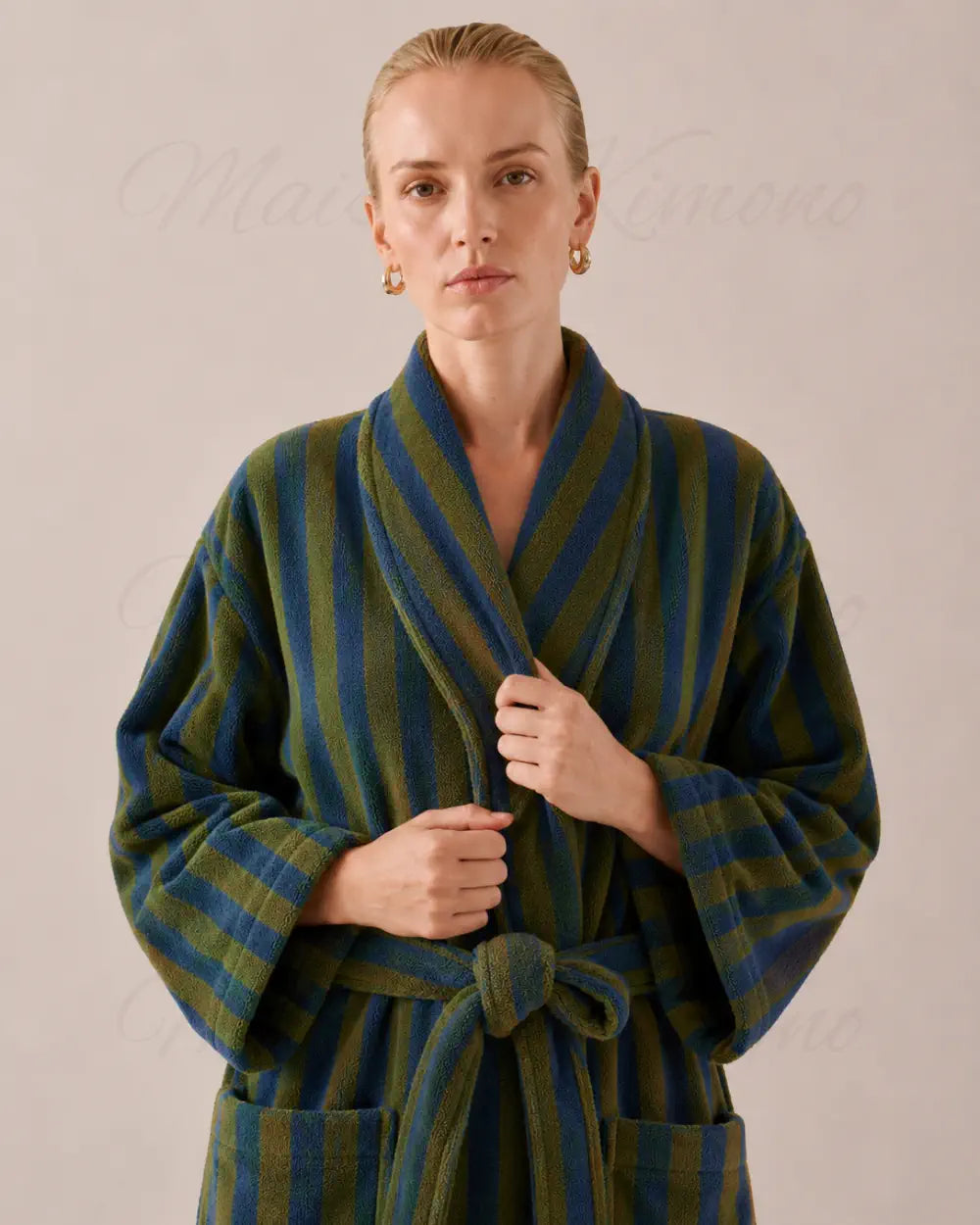 peignoir kimono femme vert polaire