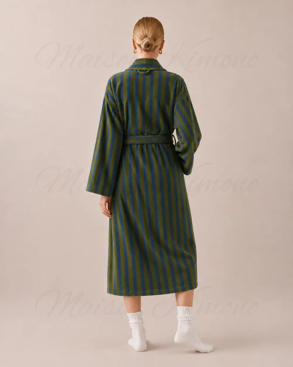 peignoir kimono femme vert polaire