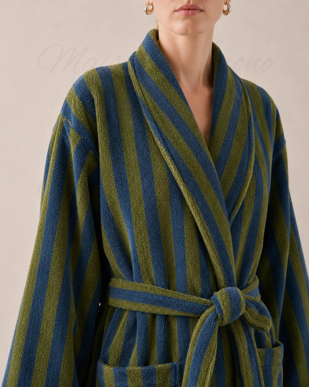 peignoir kimono femme vert polaire