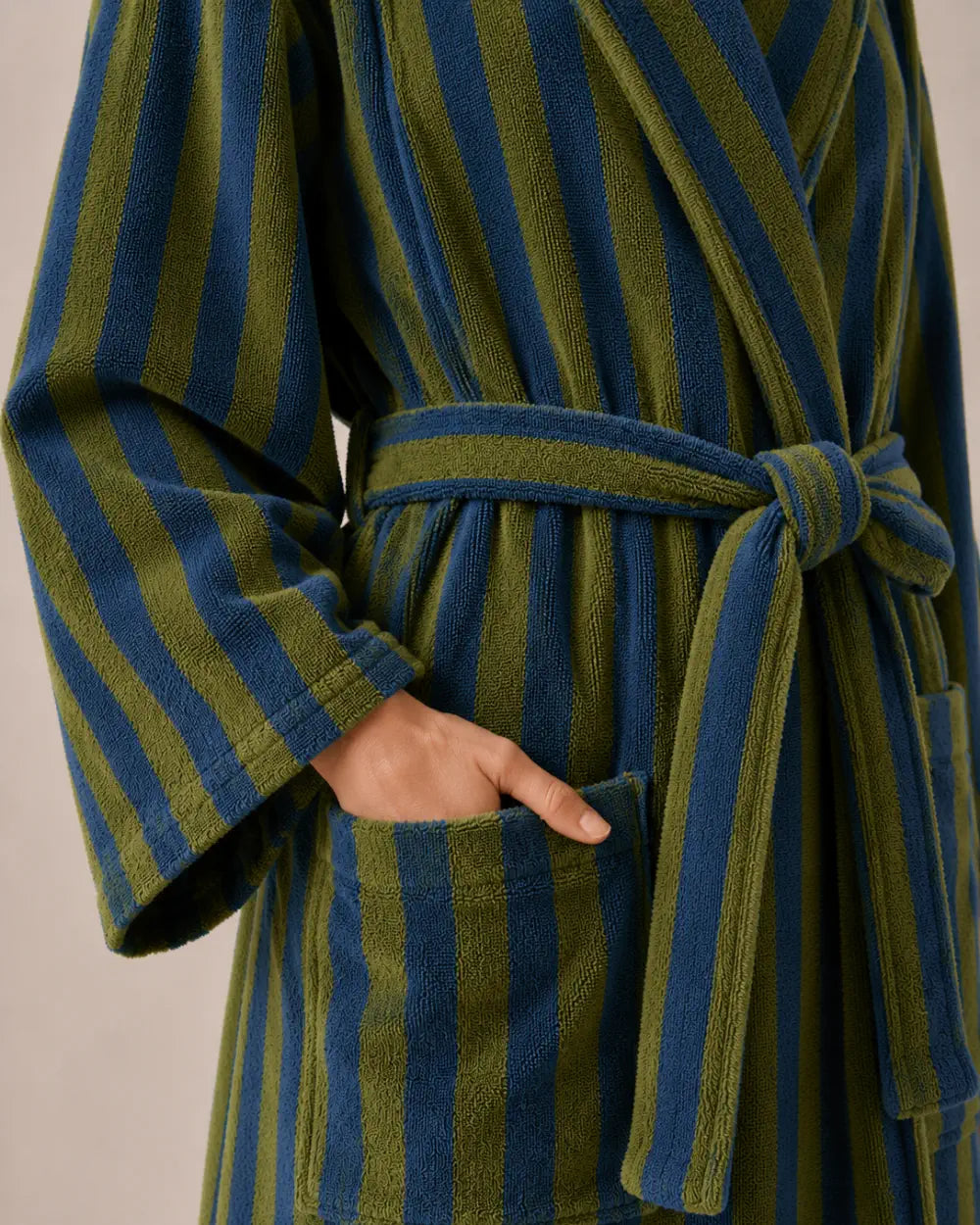 peignoir kimono femme vert polaire