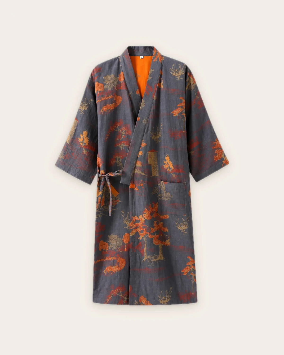 peignoir kimono homme coton bleu japonais