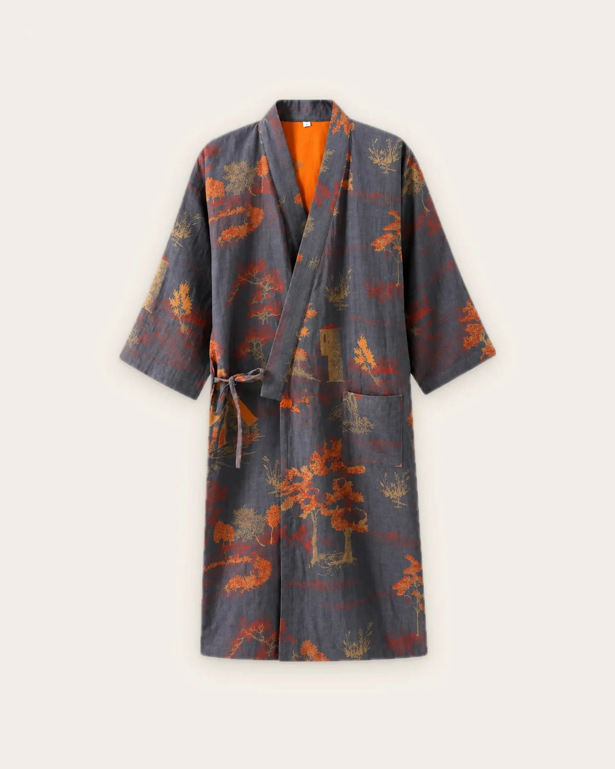 peignoir kimono homme coton bleu japonais