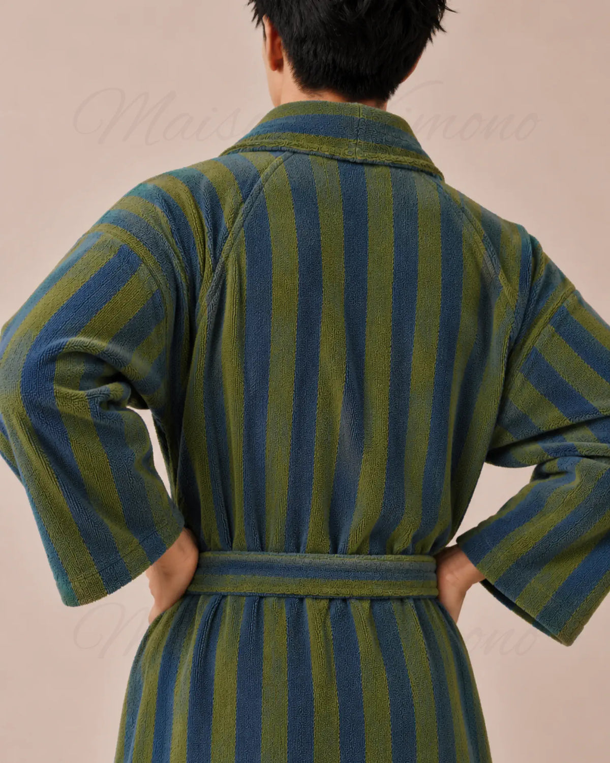 peignoir kimono homme vert polaire