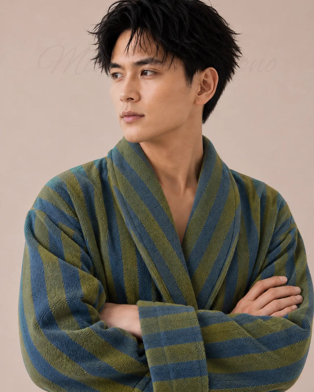 peignoir kimono homme vert polaire