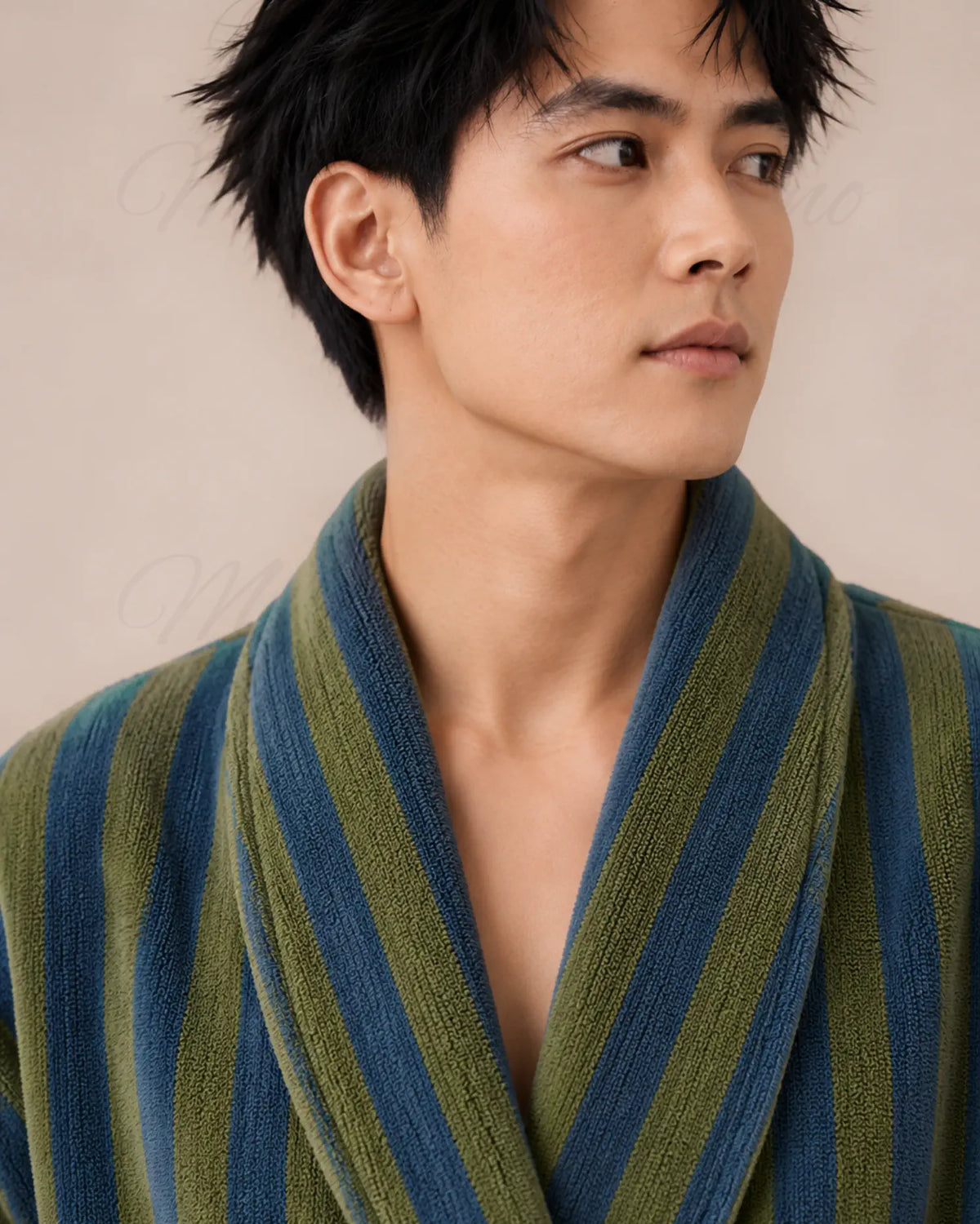 peignoir kimono homme vert polaire