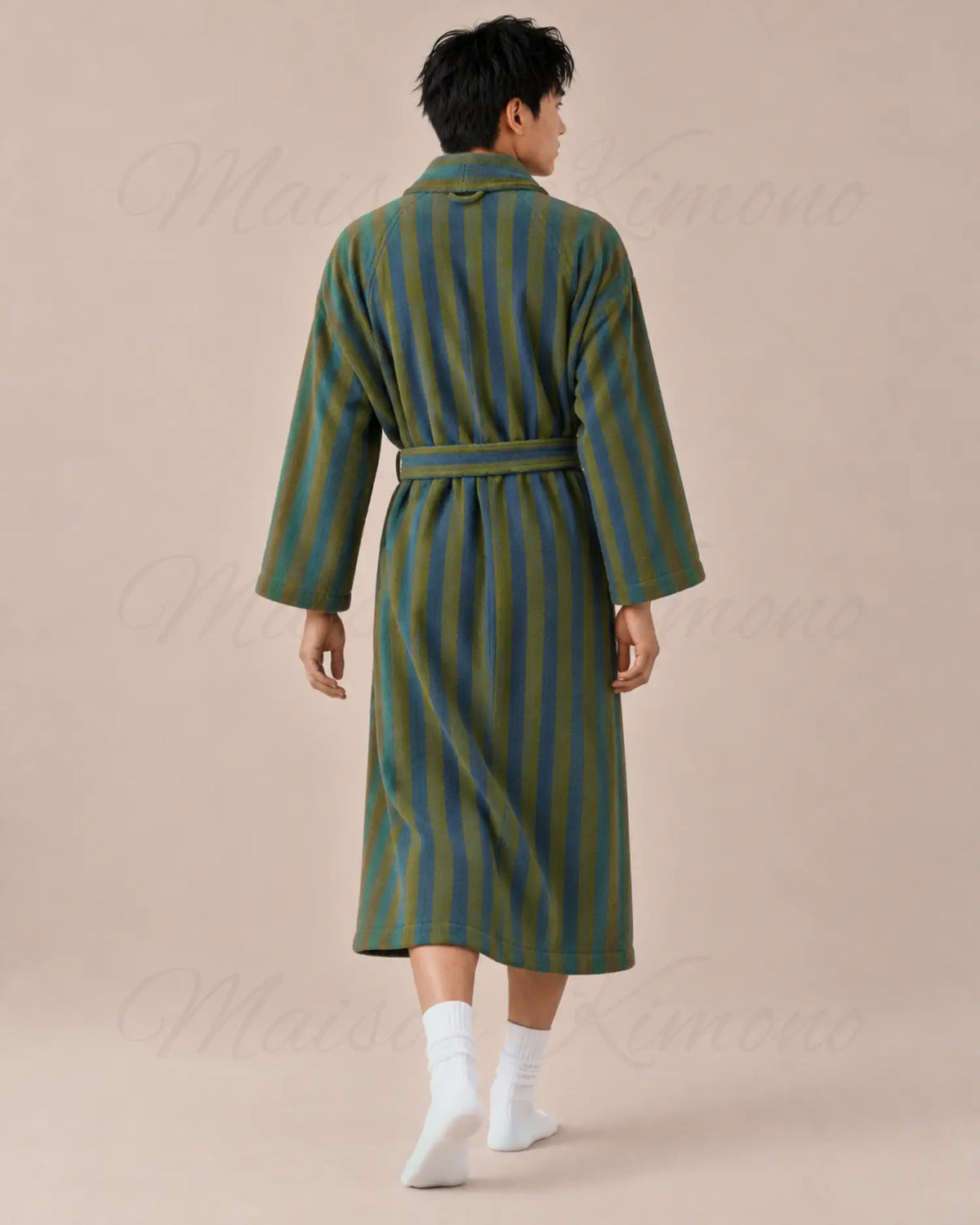peignoir kimono homme vert polaire