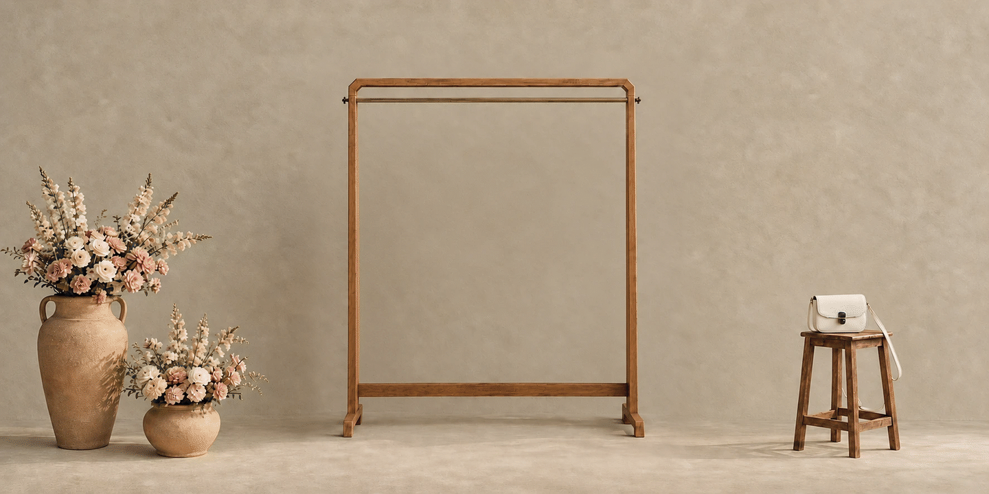 portant en bois garni de kimonos