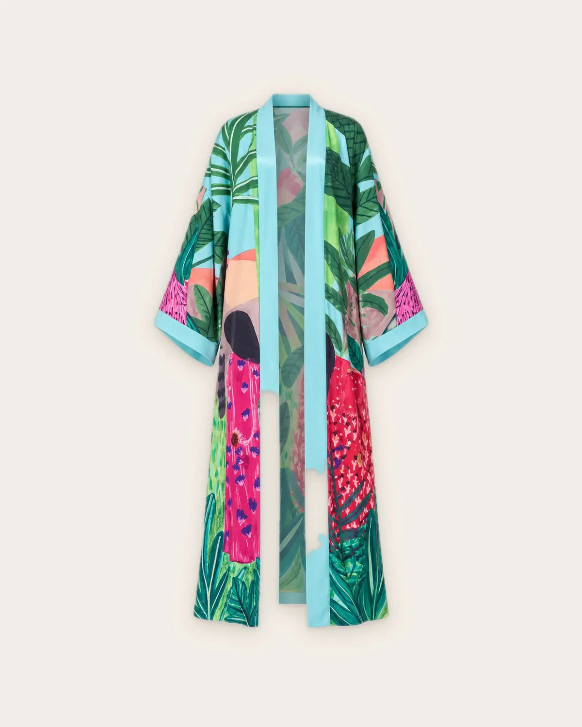 robe kimono plage femme vert tropical