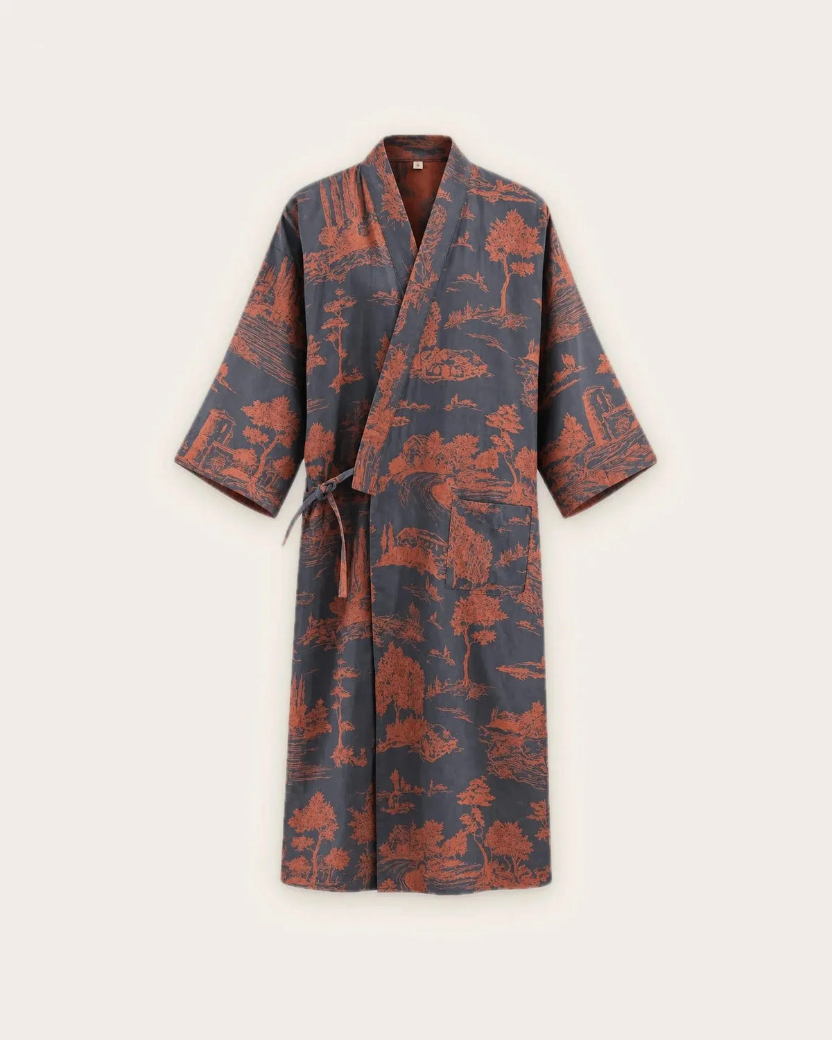 robe de chambre kimono femme bleu coton