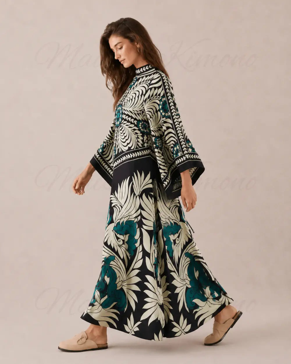 robe japonaise femme fleuri noir chic