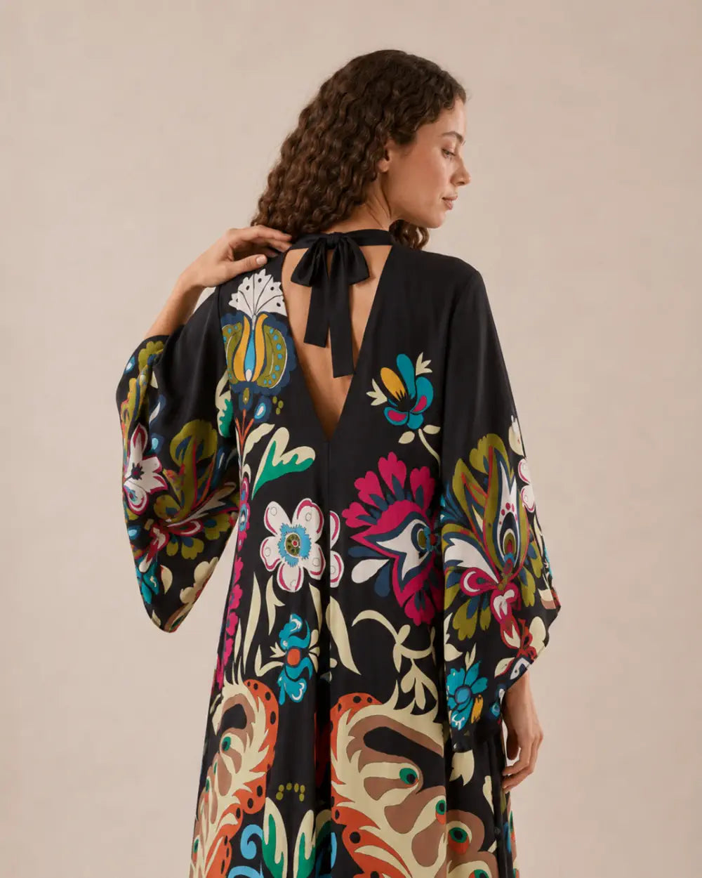 robe japonaise femme fleuri noir reversible