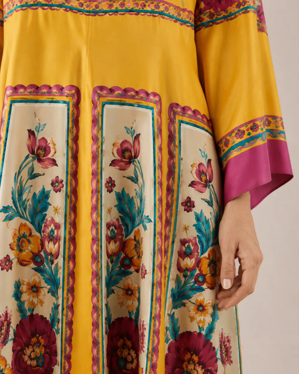 robe japonaise femme jaune fleurie reversible
