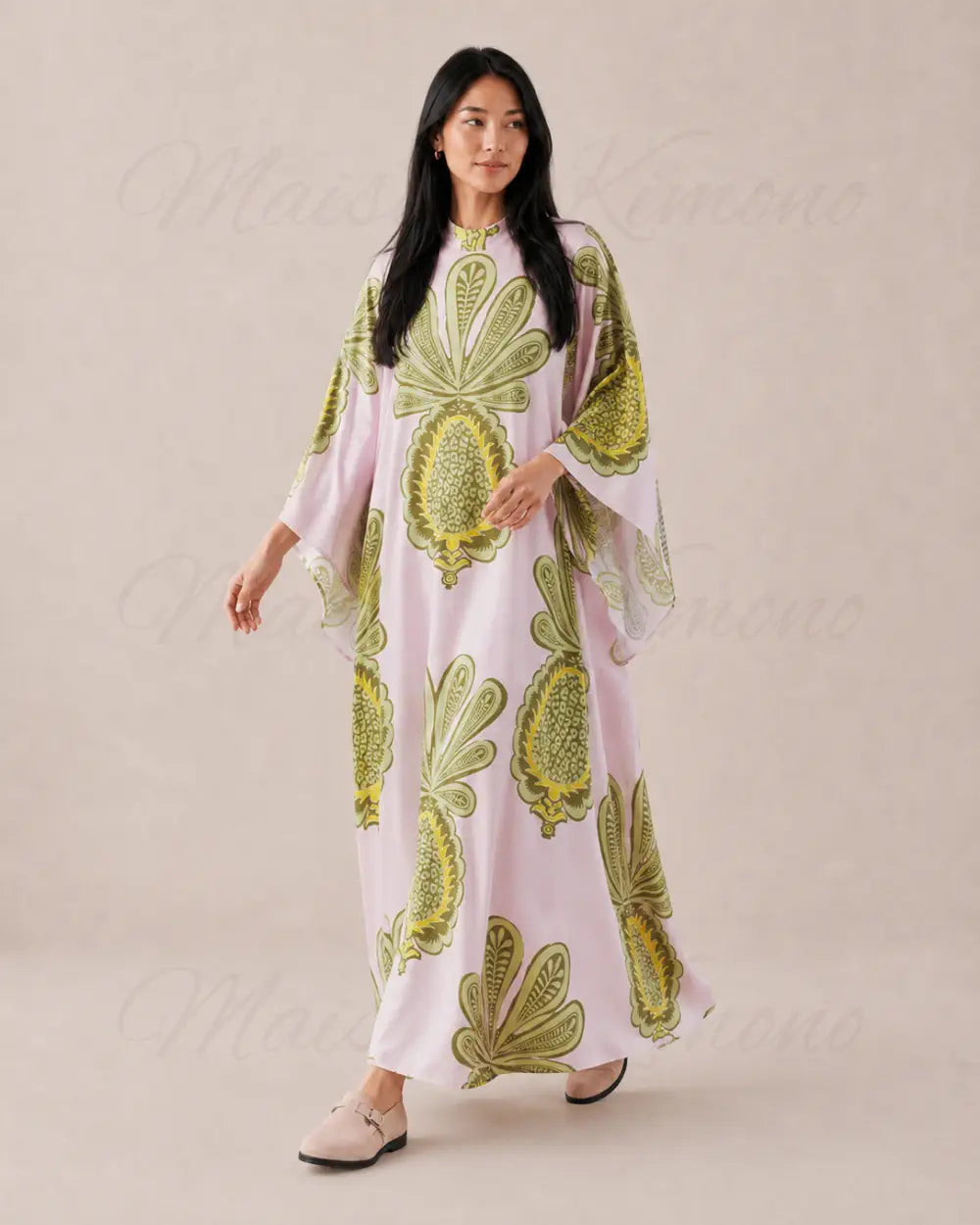 robe japonaise femme rose motifs ananas