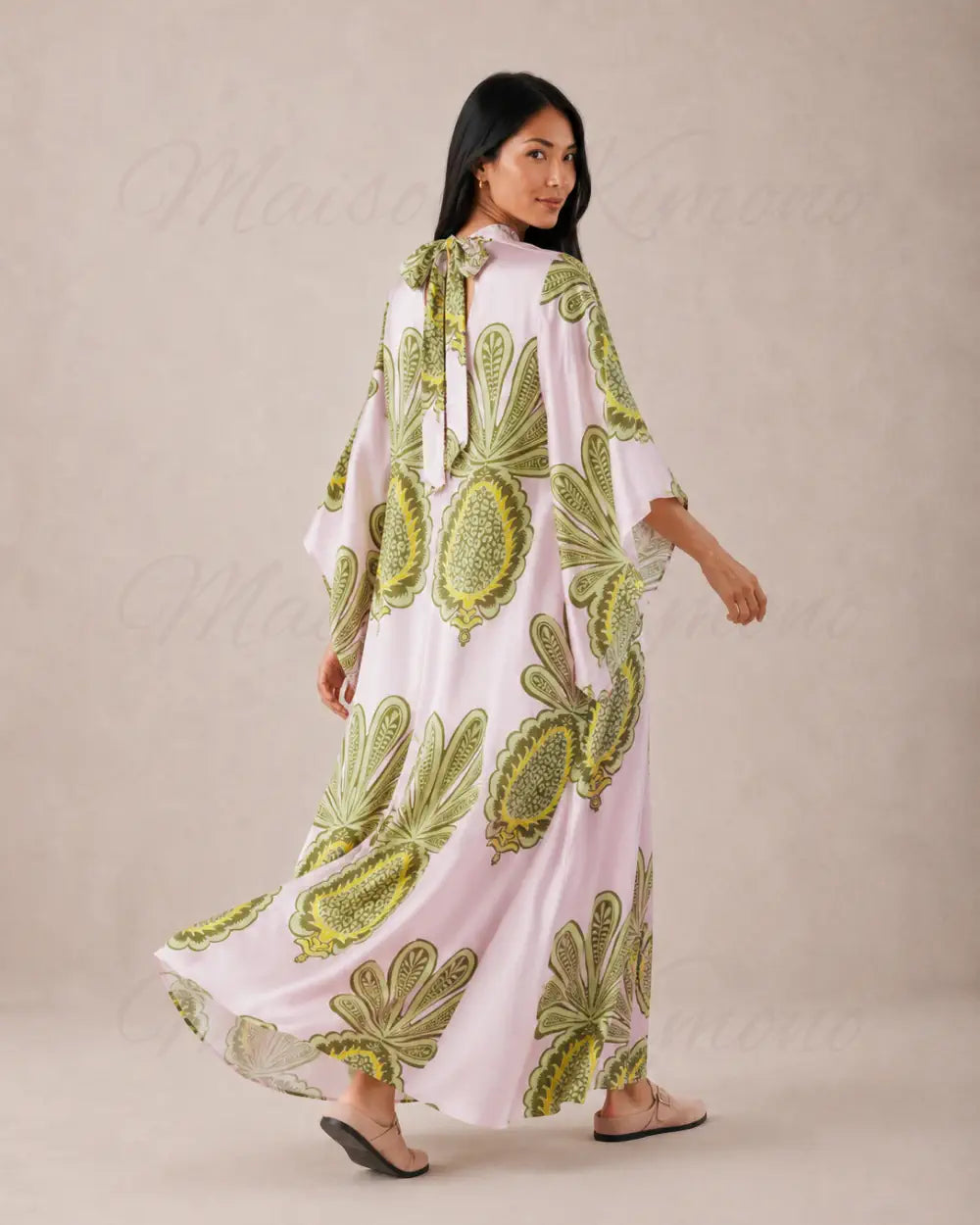 robe japonaise femme rose motifs ananas