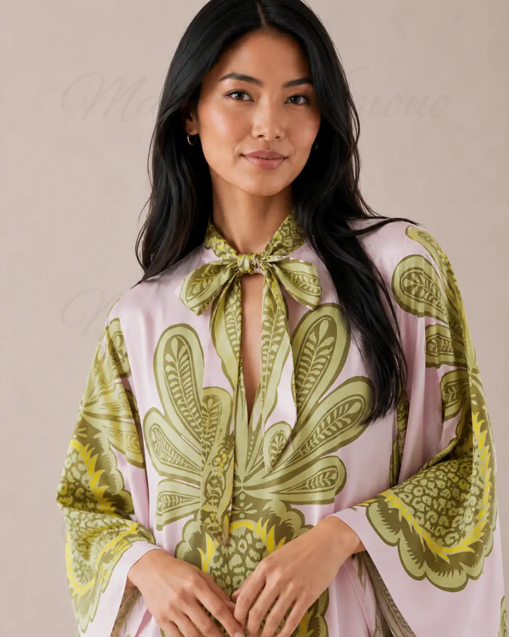 robe japonaise femme rose motifs ananas