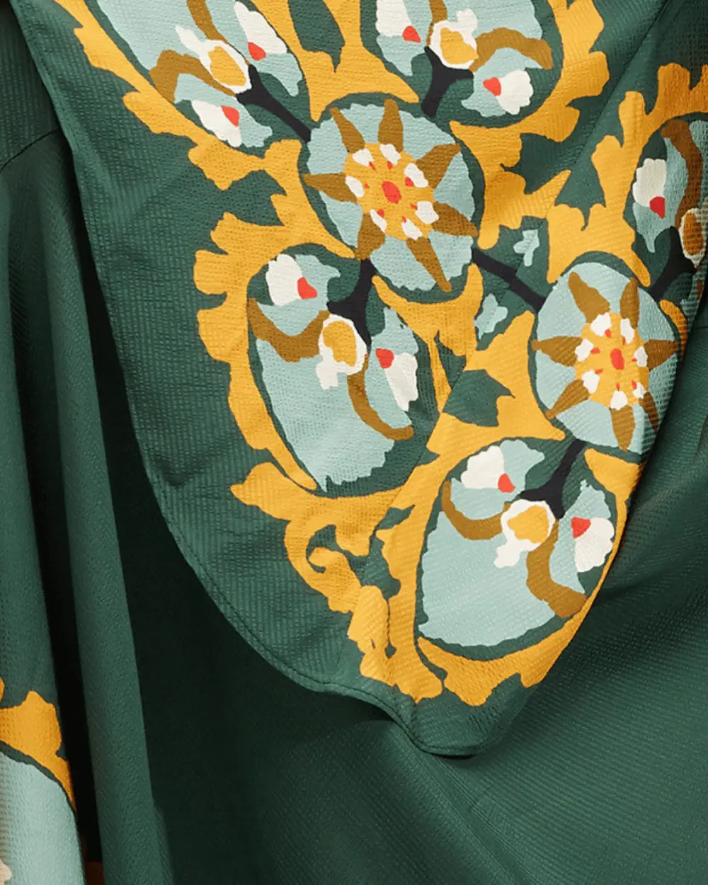 robe japonaise femme verte fleurie reversible