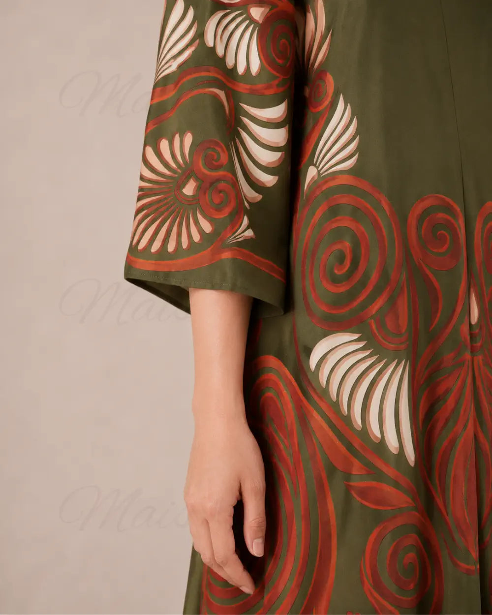 robe japonaise longue verte rouge chic