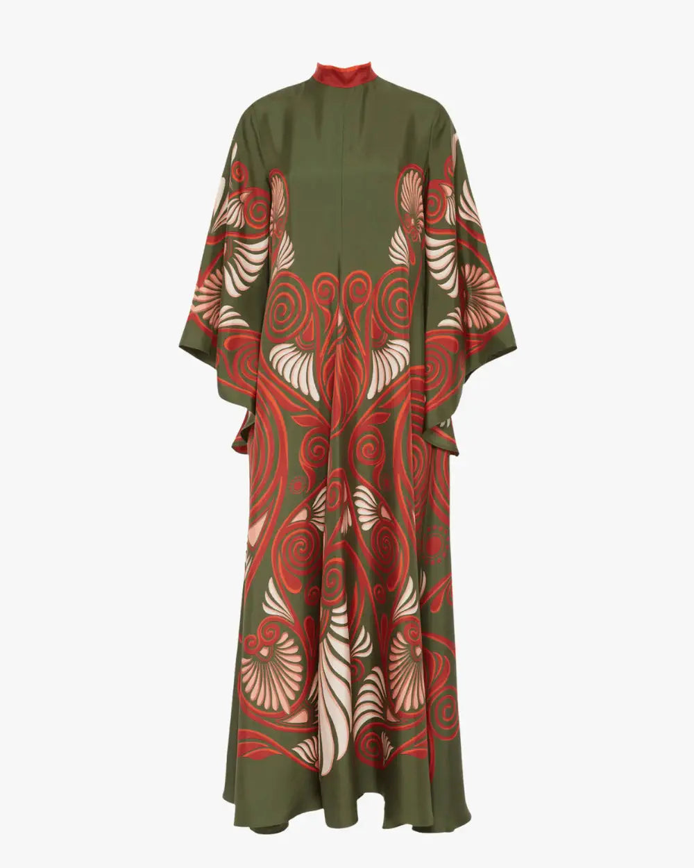 robe japonaise longue verte rouge chic