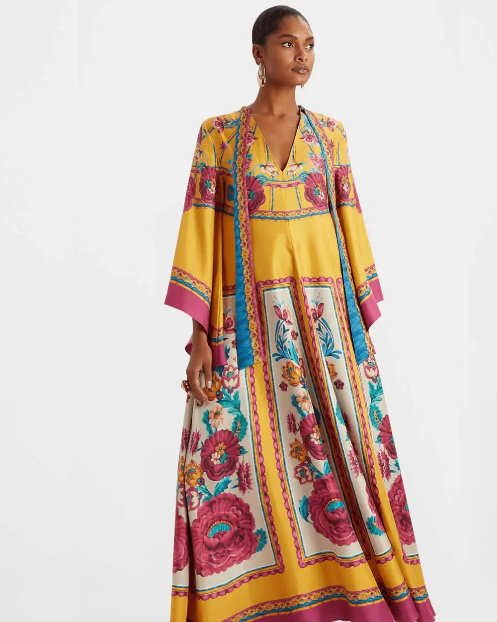 robe kimono jaune reversible fleurie femme Kohane