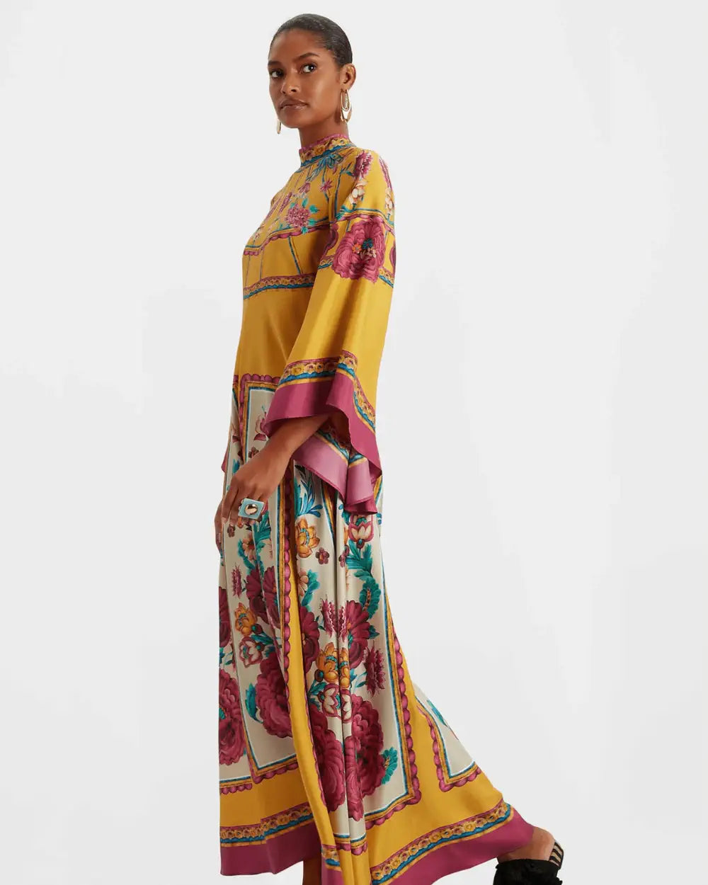 robe kimono jaune reversible fleurie femme Kohane