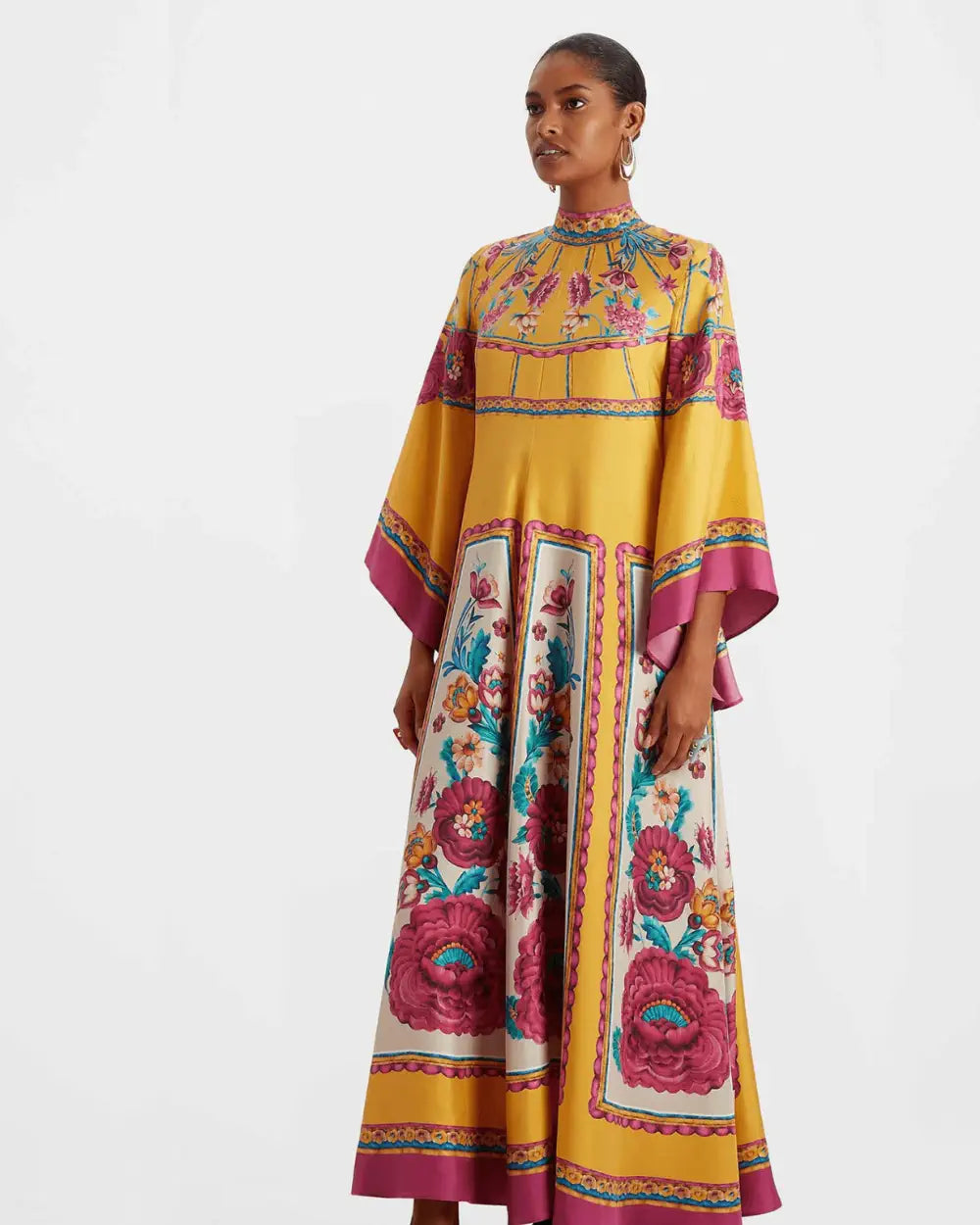 robe kimono jaune reversible fleurie femme Kohane