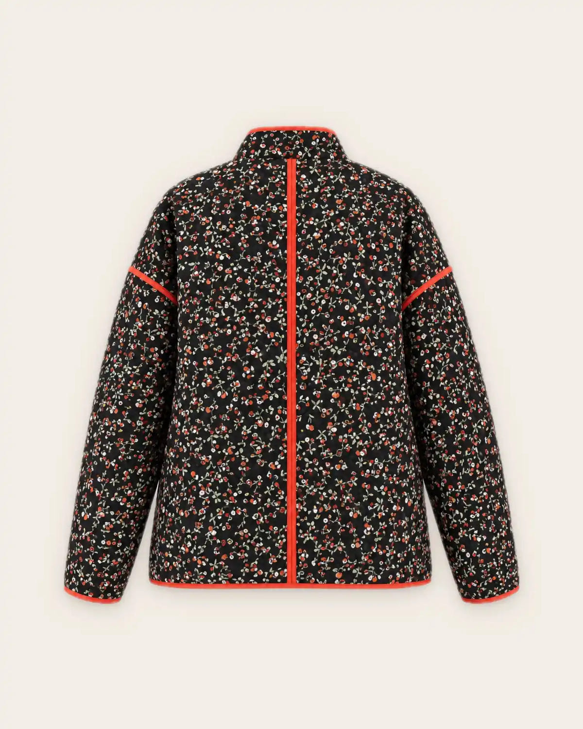 veste kimono matelassee femme noir fleuri dos