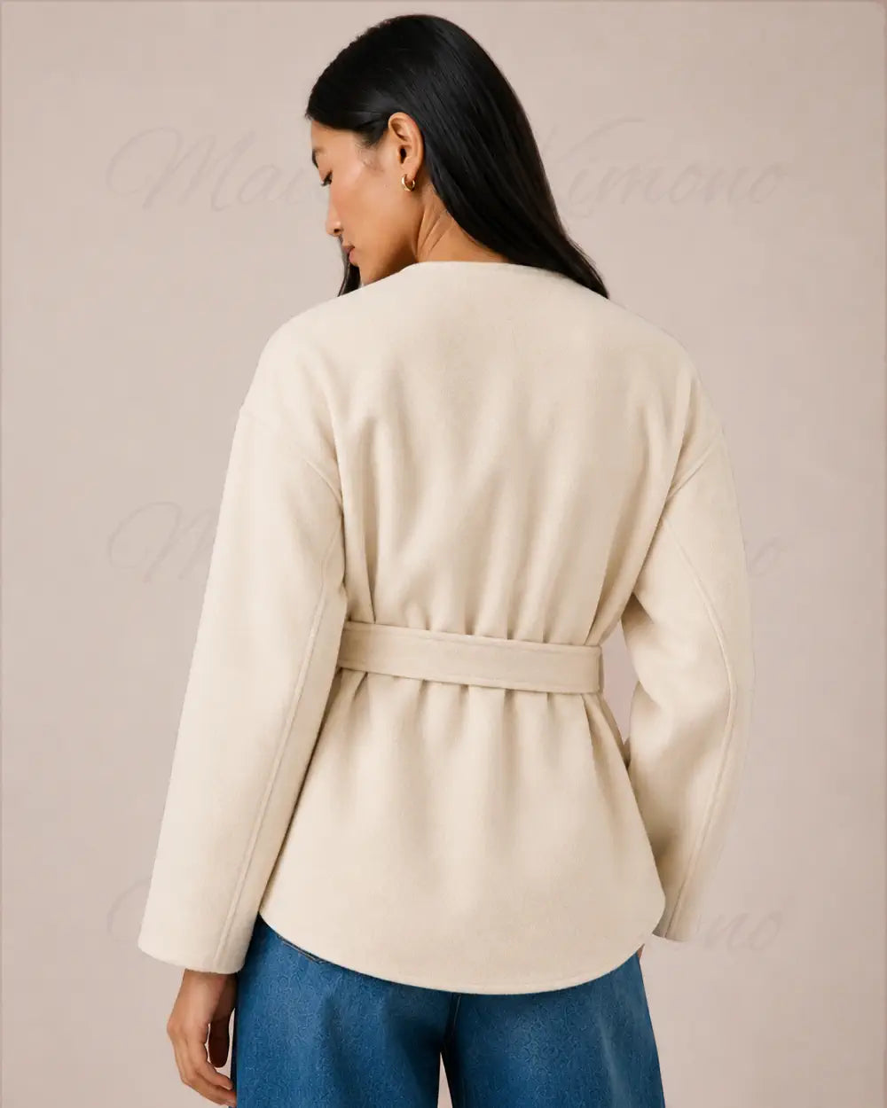 veste kimono coton femme blanc oversize