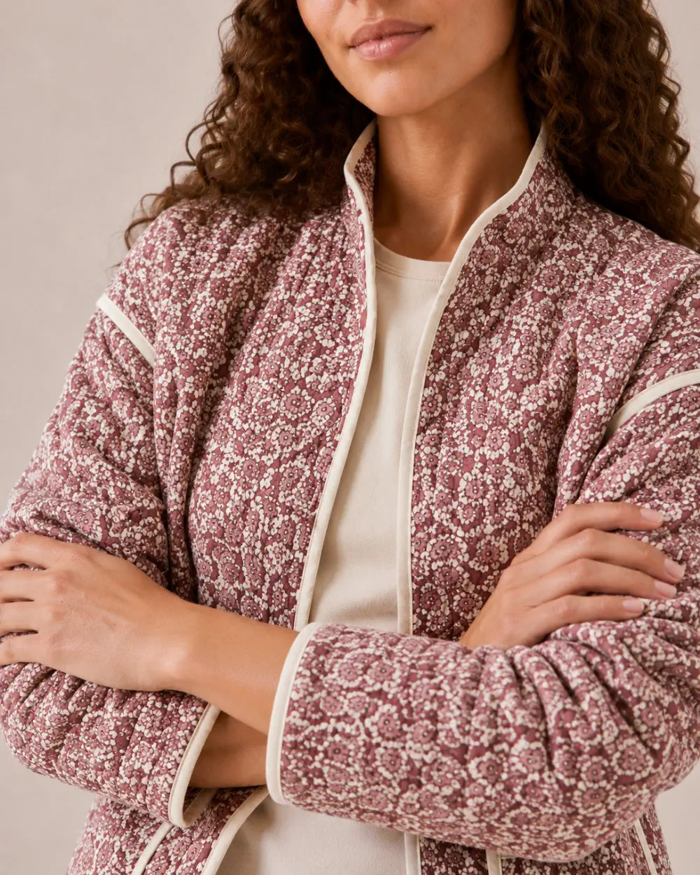 veste kimono femme fleuri rose chic