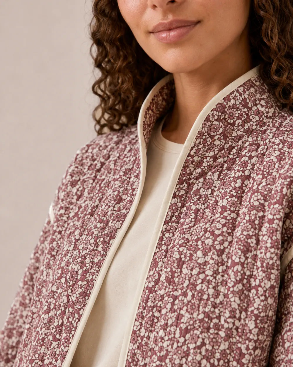 veste kimono femme fleuri rose chic