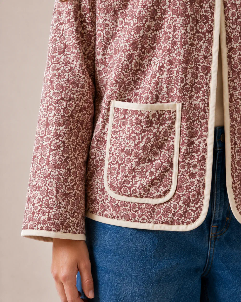 veste kimono femme fleuri rose chic