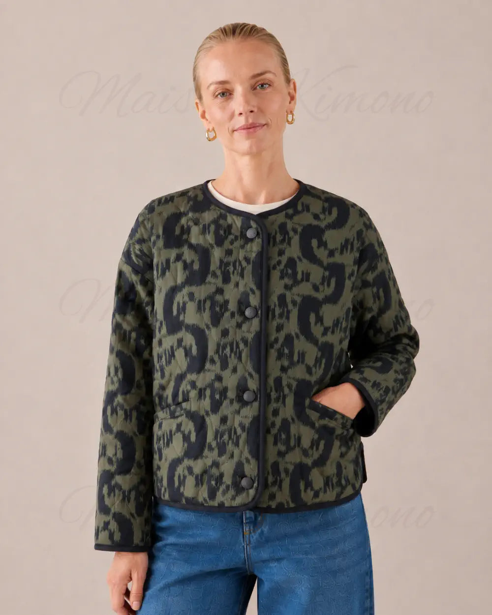 veste kimono femme verte coton