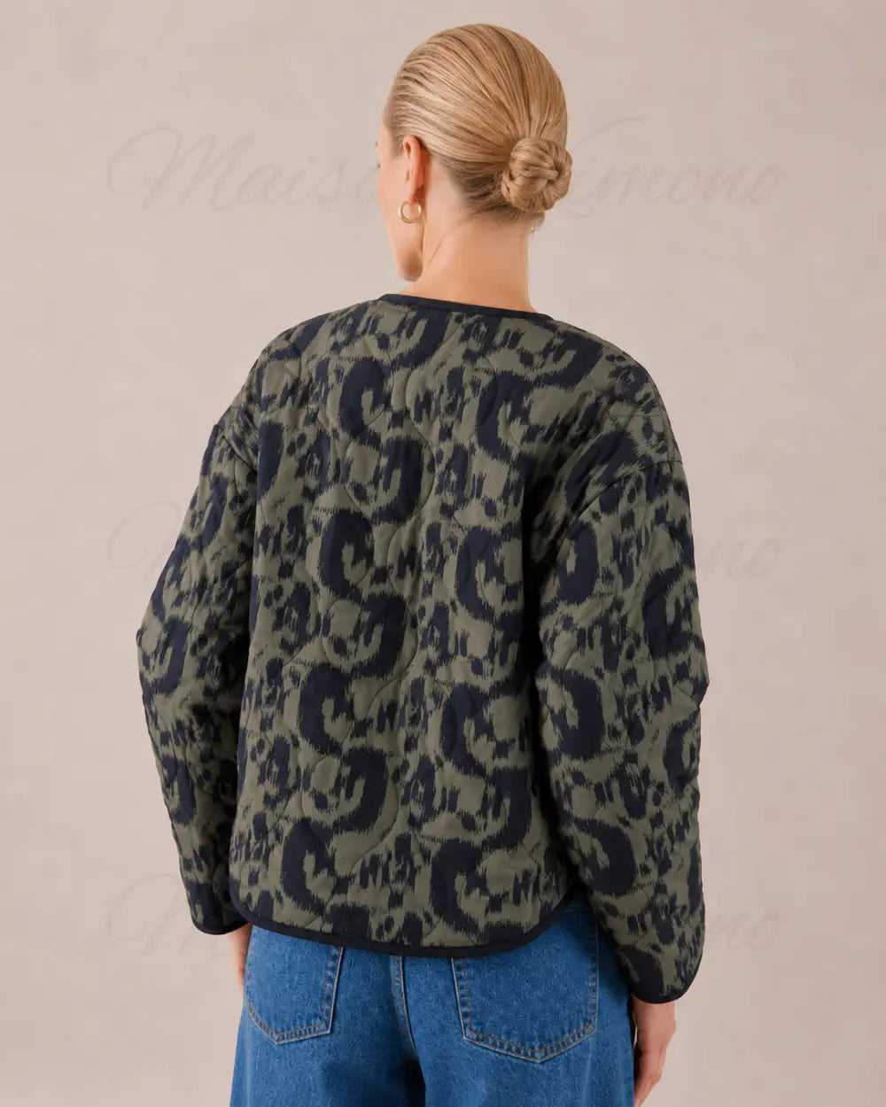 veste kimono femme verte coton