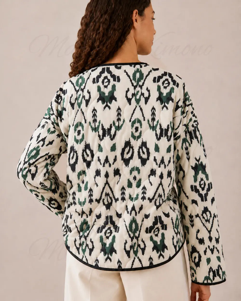 veste kimono matelassee femme blanc