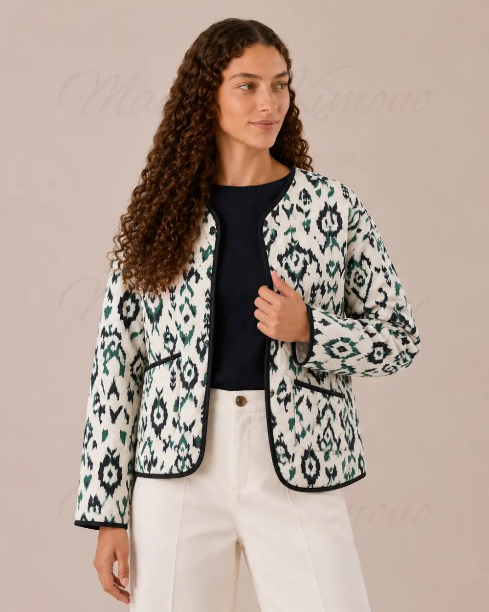veste kimono matelassee femme blanc