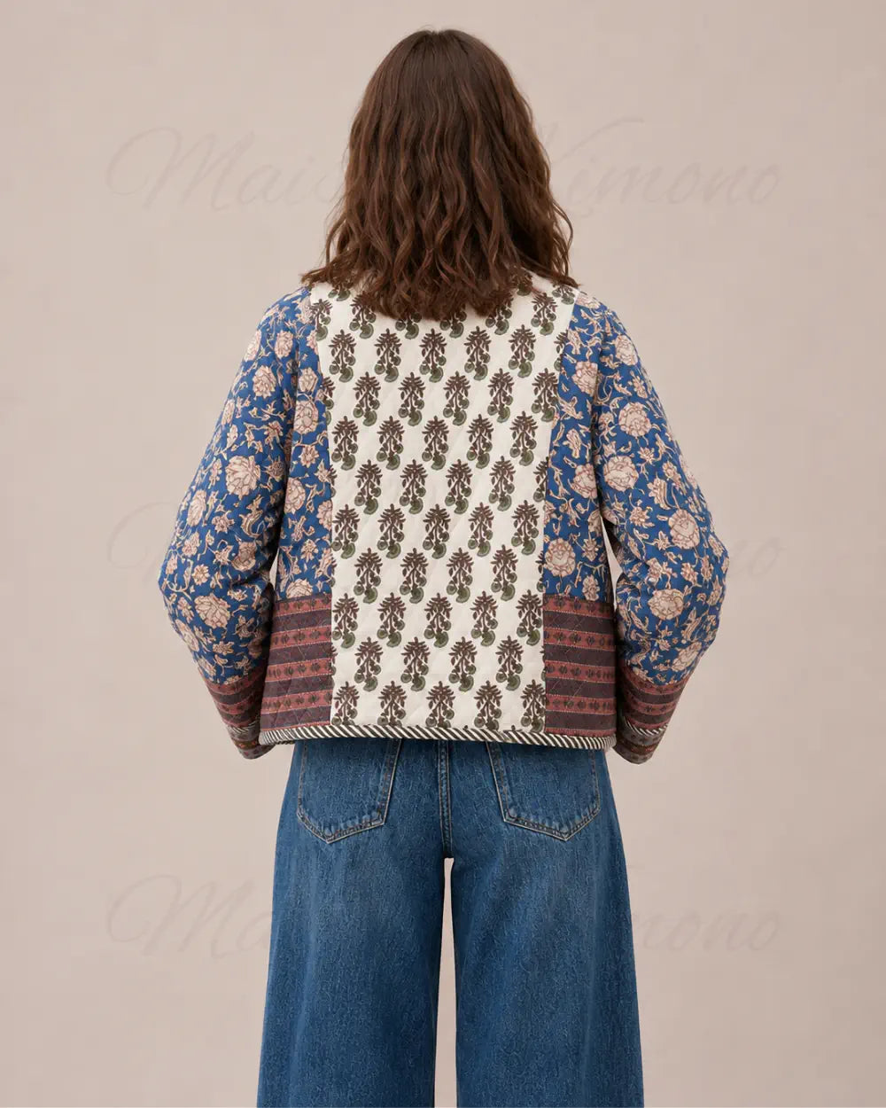 veste kimono matelassee femme bleu chic