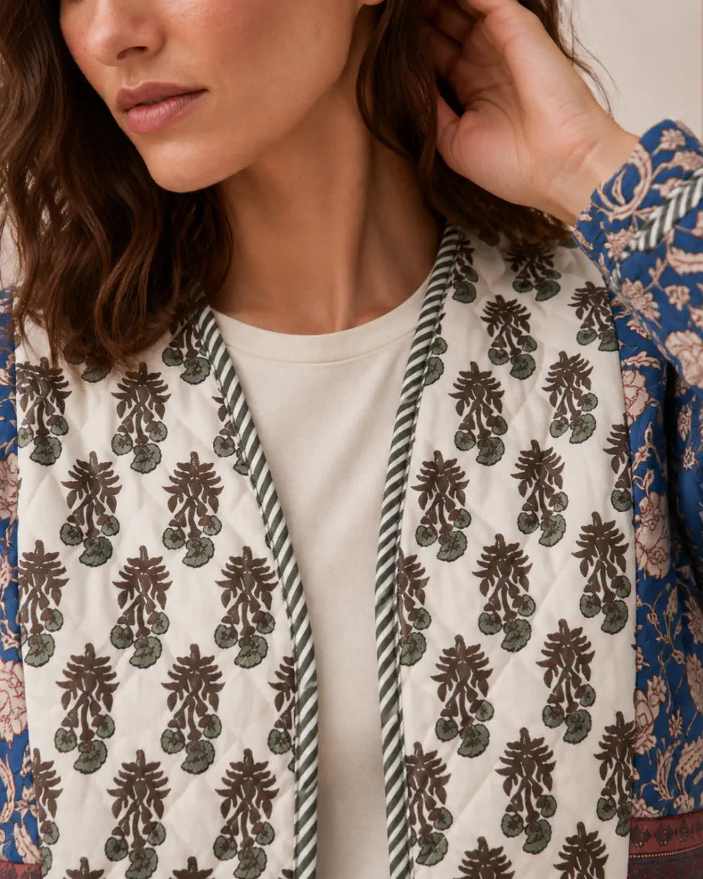 veste kimono matelassee femme bleu chic