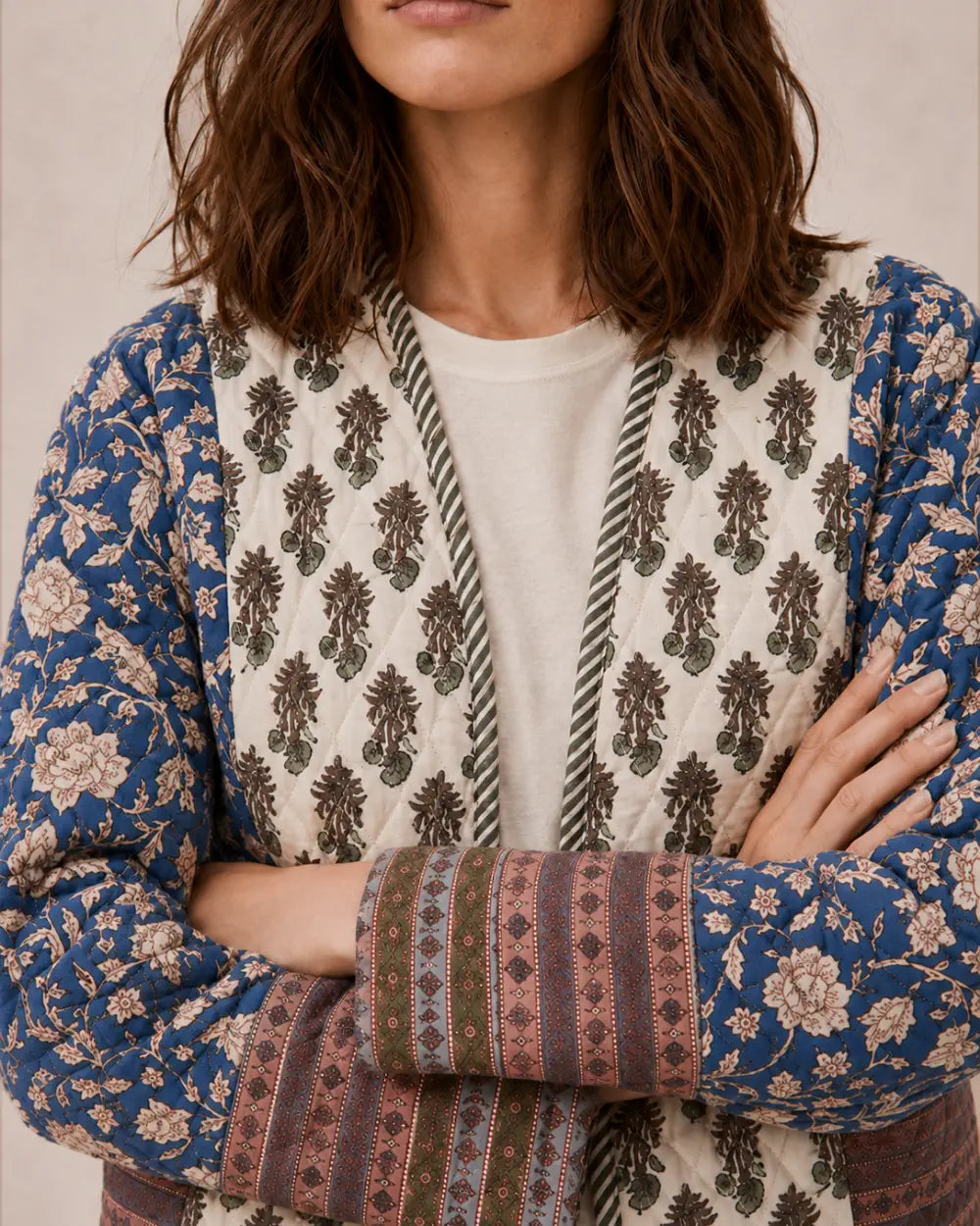 veste kimono matelassee femme bleu chic