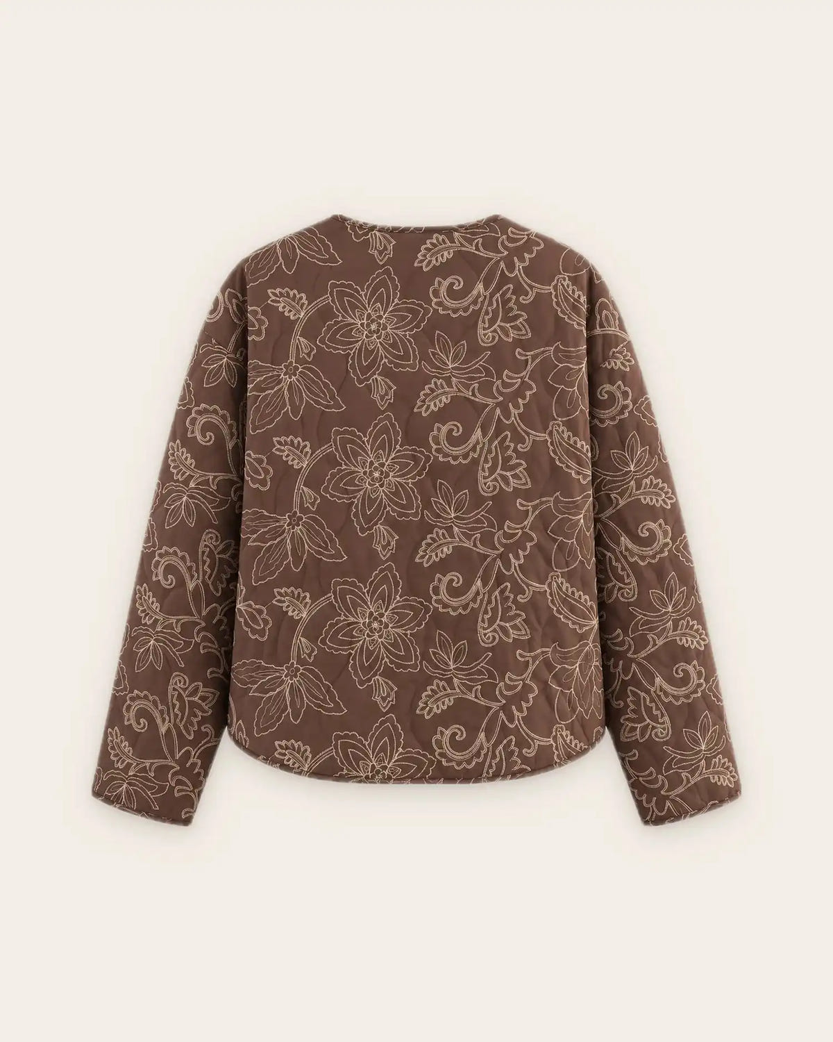 veste kimono matelassee femme coton marron fleuri