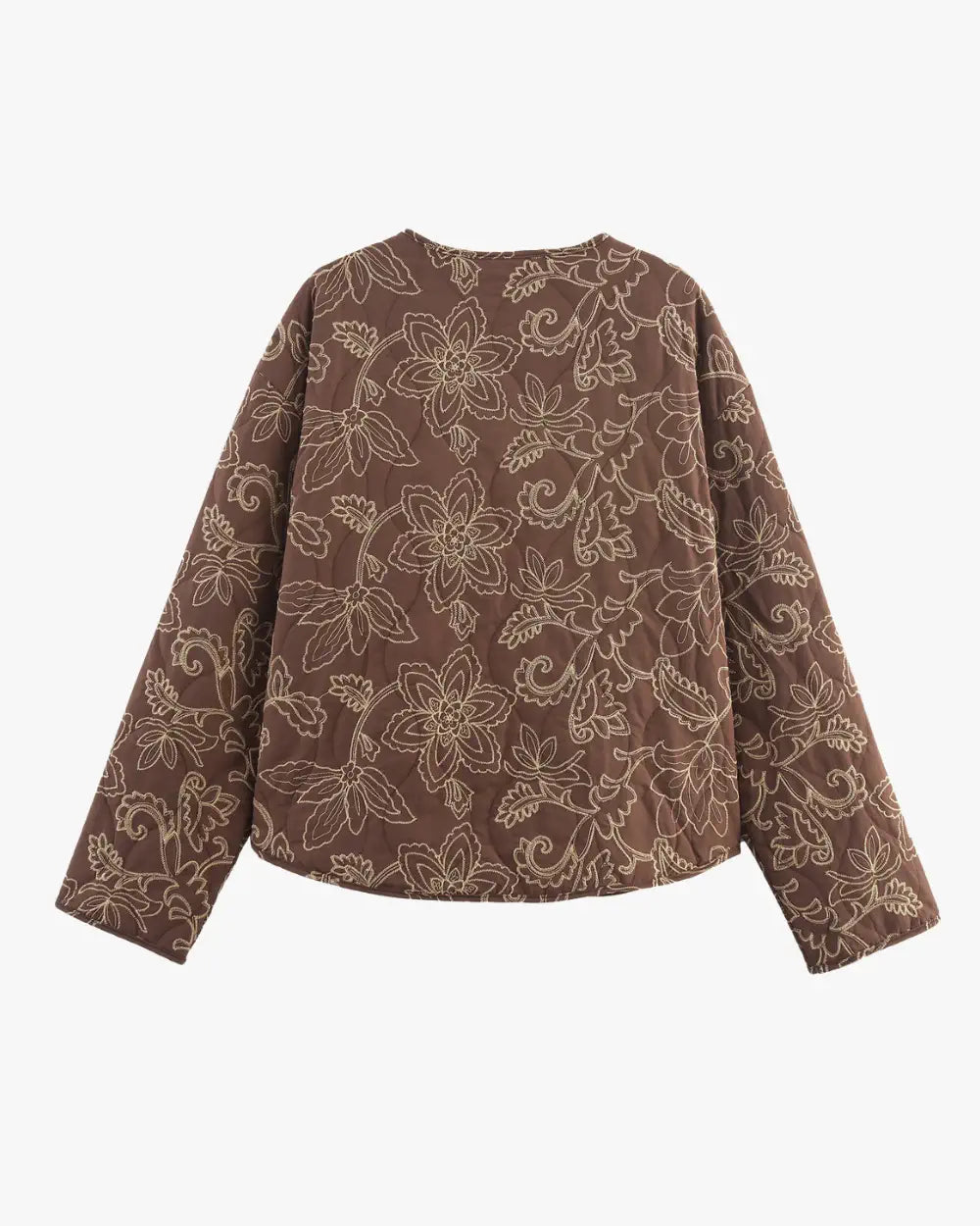 veste kimono matelassee femme coton marron fleuri