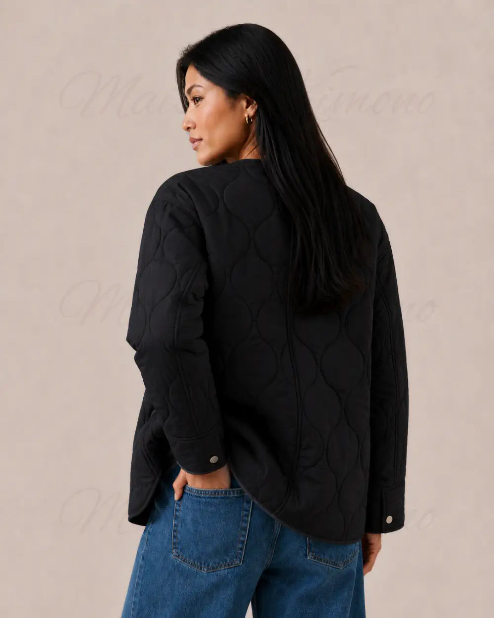 veste kimono matelassee femme noir