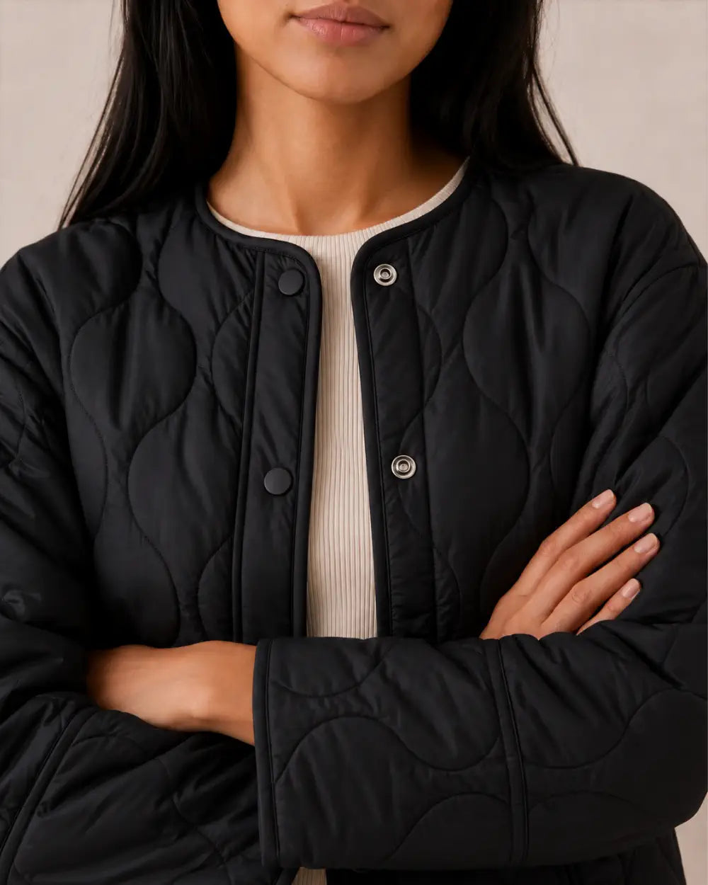 veste kimono matelassee femme noir