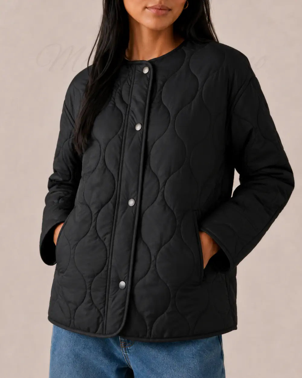 veste kimono matelassee femme noir