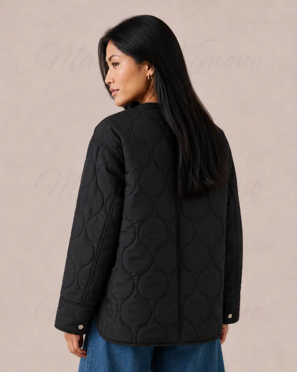 veste kimono matelassee femme noir